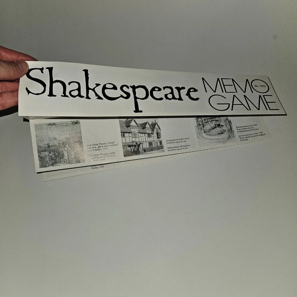 VTG Shakespeare Memo Game Memory Match COMPLETE 72 Cards 1995 Piatnik